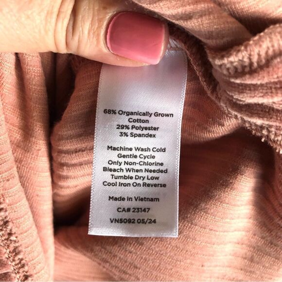 HAVEN Well Within Pink Ribbed Organic Cotton Blend Mock Neck Sweater - S - Picture 13 of 13